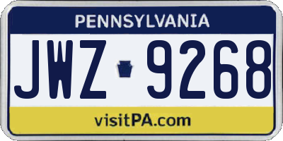 PA license plate JWZ9268