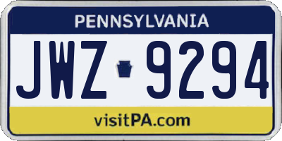 PA license plate JWZ9294