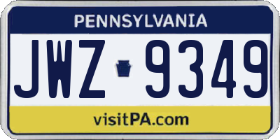 PA license plate JWZ9349