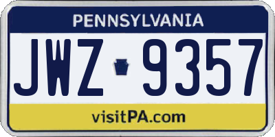 PA license plate JWZ9357
