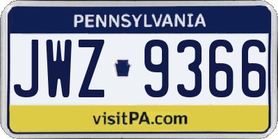 PA license plate JWZ9366