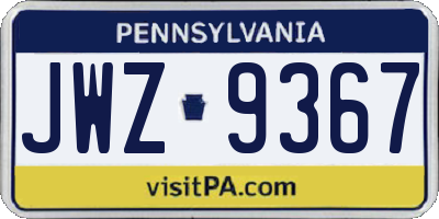 PA license plate JWZ9367