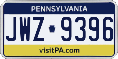 PA license plate JWZ9396