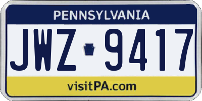 PA license plate JWZ9417
