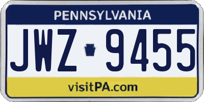 PA license plate JWZ9455