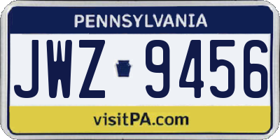 PA license plate JWZ9456