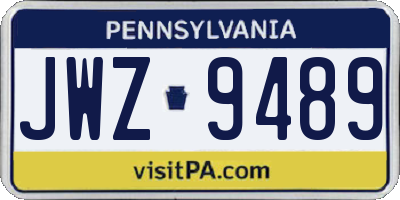 PA license plate JWZ9489