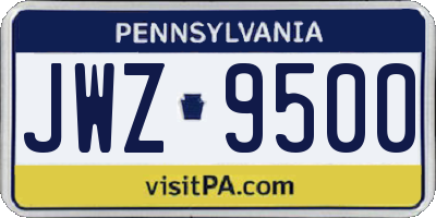 PA license plate JWZ9500