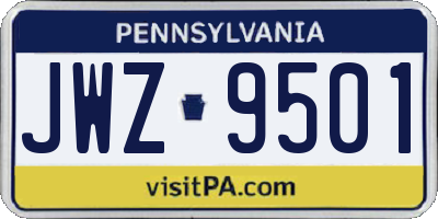 PA license plate JWZ9501