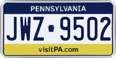 PA license plate JWZ9502