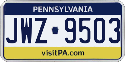 PA license plate JWZ9503
