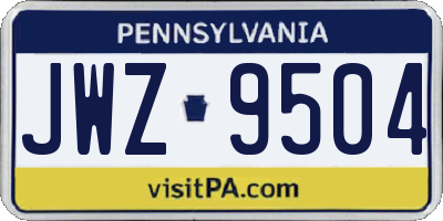 PA license plate JWZ9504