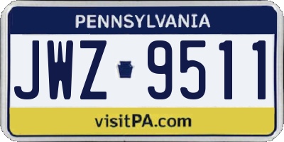 PA license plate JWZ9511
