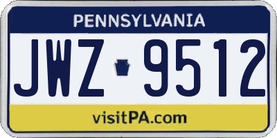PA license plate JWZ9512