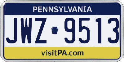 PA license plate JWZ9513