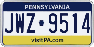 PA license plate JWZ9514