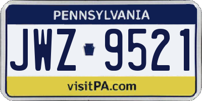 PA license plate JWZ9521