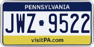PA license plate JWZ9522