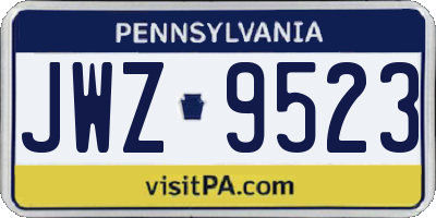 PA license plate JWZ9523