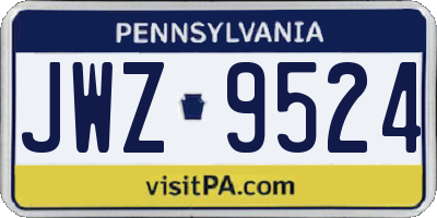 PA license plate JWZ9524