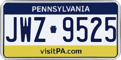 PA license plate JWZ9525