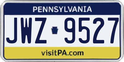 PA license plate JWZ9527