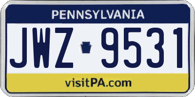 PA license plate JWZ9531