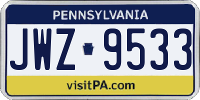 PA license plate JWZ9533