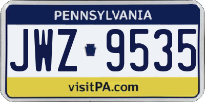 PA license plate JWZ9535