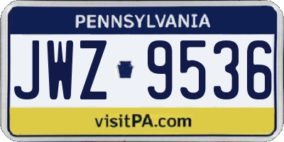 PA license plate JWZ9536