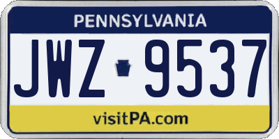 PA license plate JWZ9537