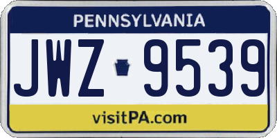 PA license plate JWZ9539