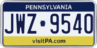 PA license plate JWZ9540