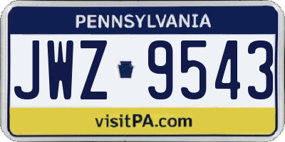 PA license plate JWZ9543