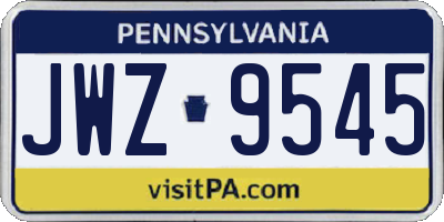 PA license plate JWZ9545