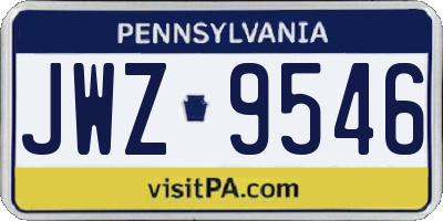 PA license plate JWZ9546