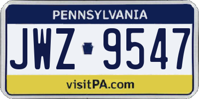 PA license plate JWZ9547