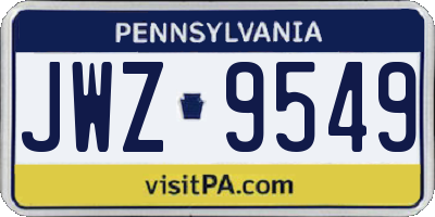 PA license plate JWZ9549