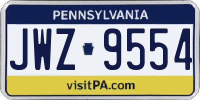 PA license plate JWZ9554