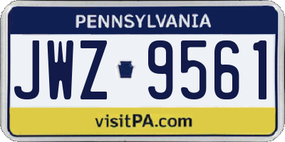 PA license plate JWZ9561