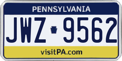 PA license plate JWZ9562