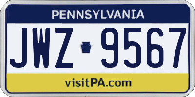 PA license plate JWZ9567