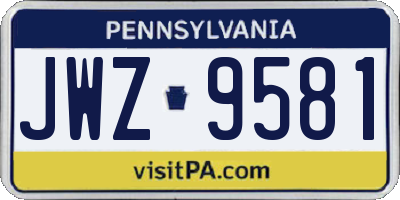 PA license plate JWZ9581