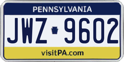 PA license plate JWZ9602