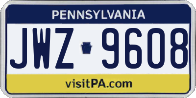 PA license plate JWZ9608