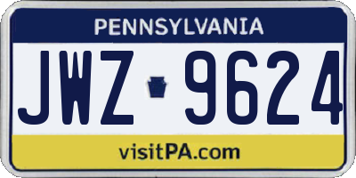 PA license plate JWZ9624