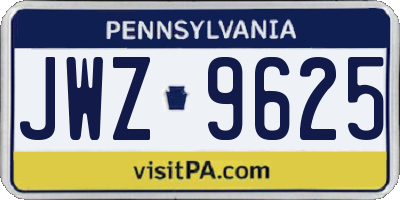 PA license plate JWZ9625
