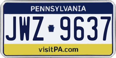 PA license plate JWZ9637