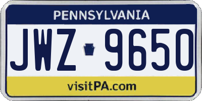PA license plate JWZ9650