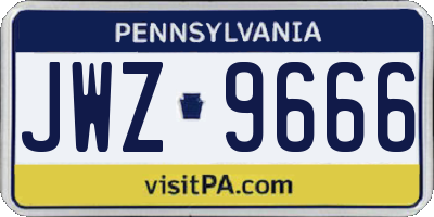 PA license plate JWZ9666